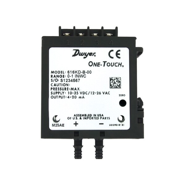 Differential pressure transmitter, 0-3" w.c., +/- 1.0% FS, voltage